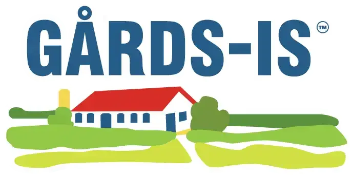 A logo displaying the words "Gards Is" and showing a farm located amongst a field.